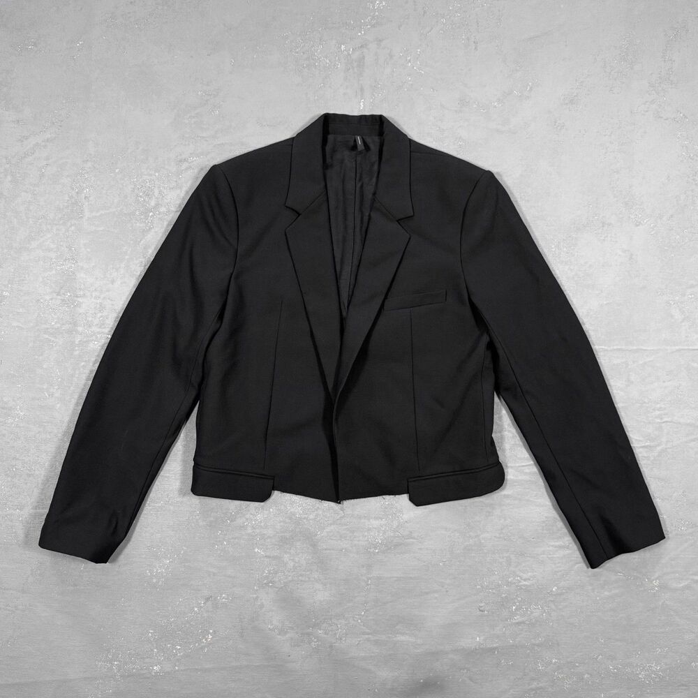 Helmut Lang Black Wool Blend Cropped Blazer Women's 8